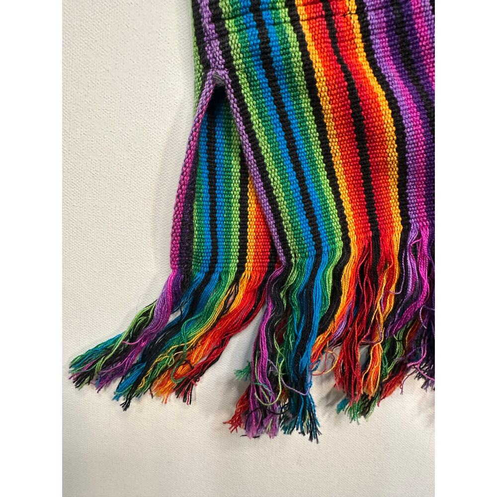 Vintage 1980’s Carolene De Mesilla Woven Striped Fringe Kimono Poncho Jacket - Picture 5 of 9